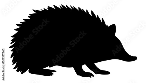Silhouette of a hedgehog in a crouching position