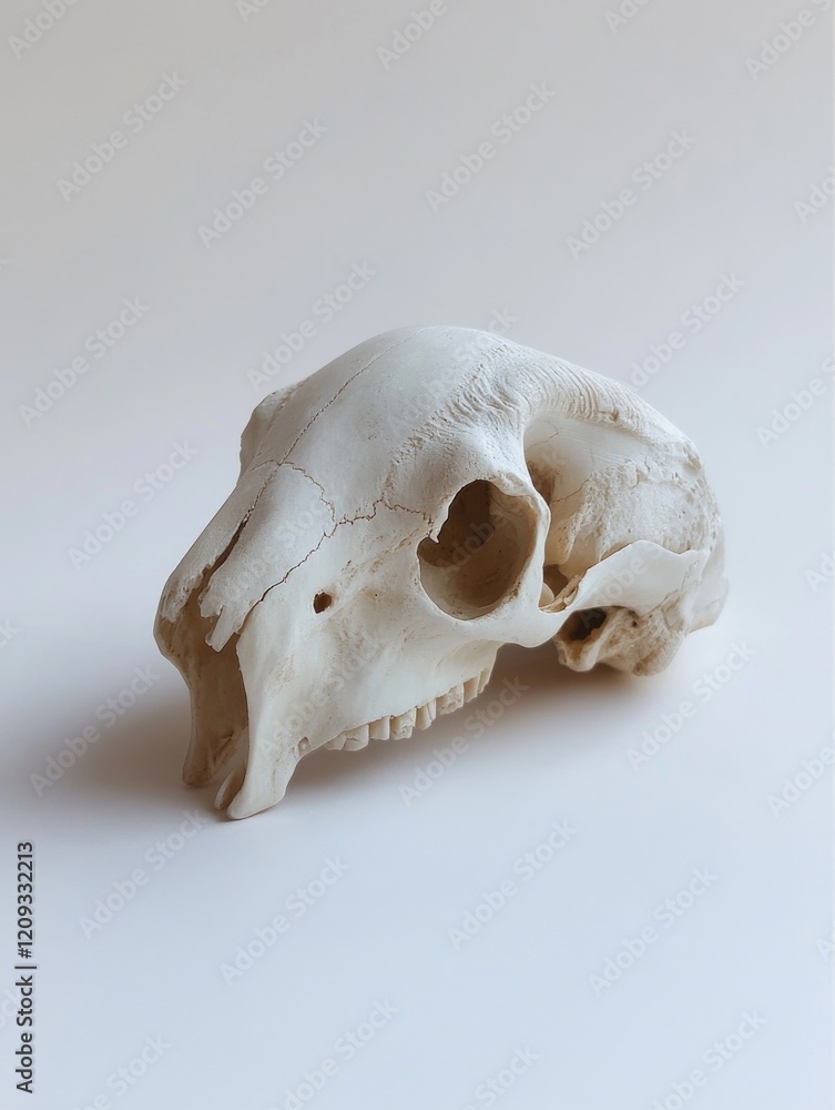 Naklejka premium White animal skull on white surface