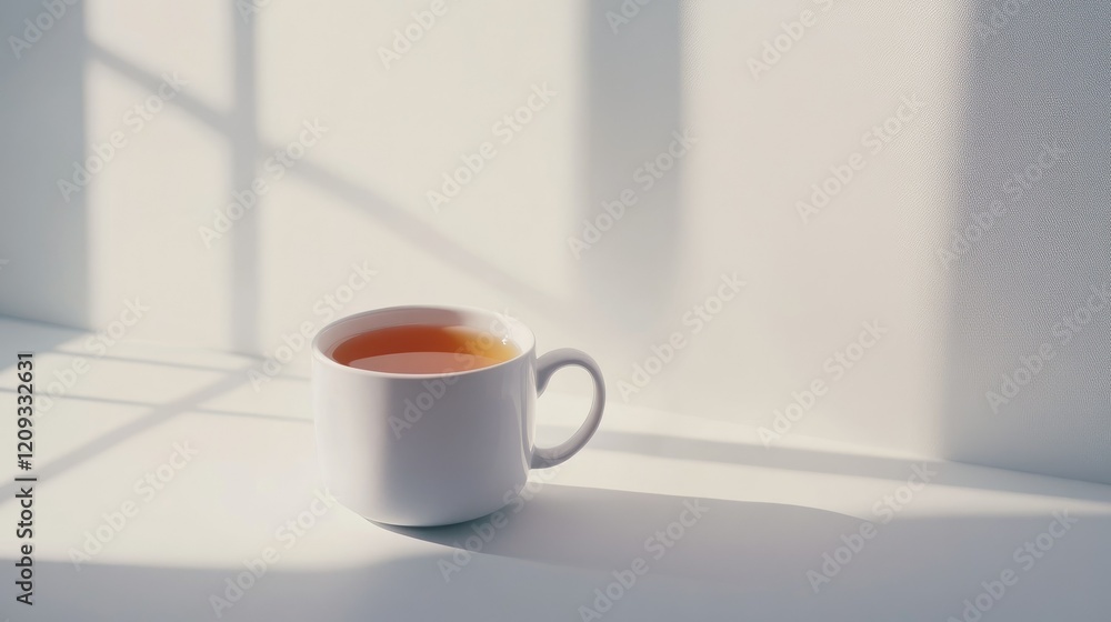 A steaming cup of tea in a simple white ceramic mug, isolated on a bright white background for a cozy feel. A steaming cup of tea in a simple white ceramic mug, isolated on a bright white background for a cozy feel.