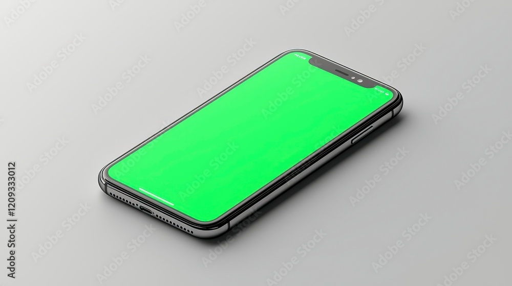 Modern smartphone with green screen mockup. Modern smartphone with green screen mockup.
