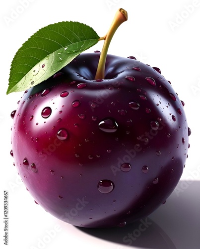 red plum with drops of water