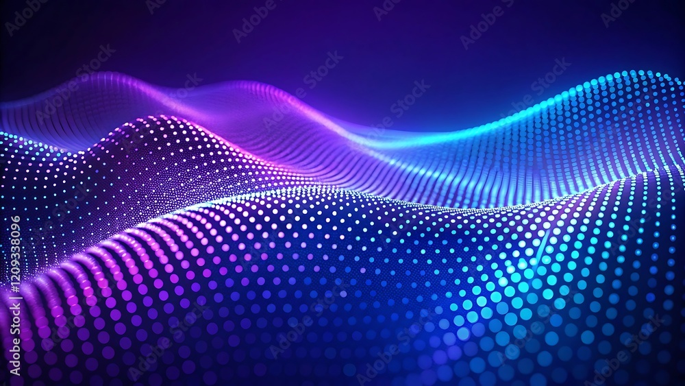Fototapeta premium A mesmerizing abstract dot wave in cobalt blue and moody violet hues creates a sense of depth and visual tension, texture, background