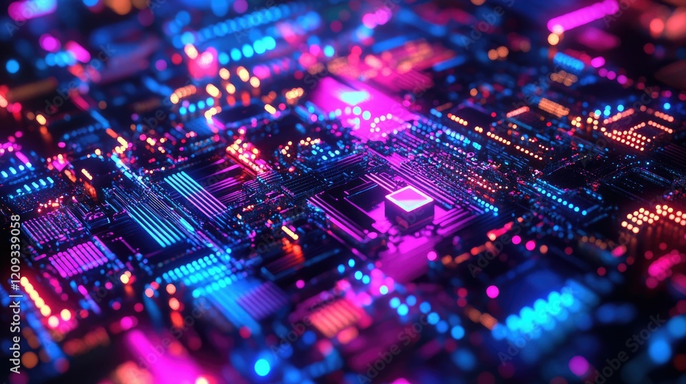 Fototapeta premium Close-up of vibrant RGB pixel texture on a digital computer screen with sharp details, glowing in various colors