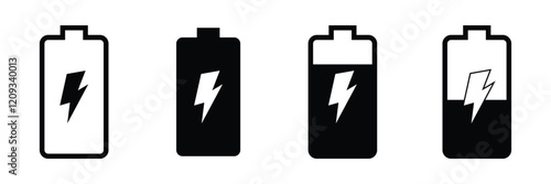 Battery icon set. battery charge level. battery Charging icon. vector illustration. Battery charging indicator icon capacity charge icon