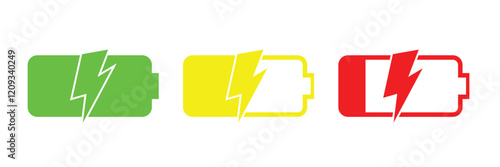 Battery icon set. battery charge level. battery Charging icon. vector illustration. Battery charging indicator icon capacity charge icon