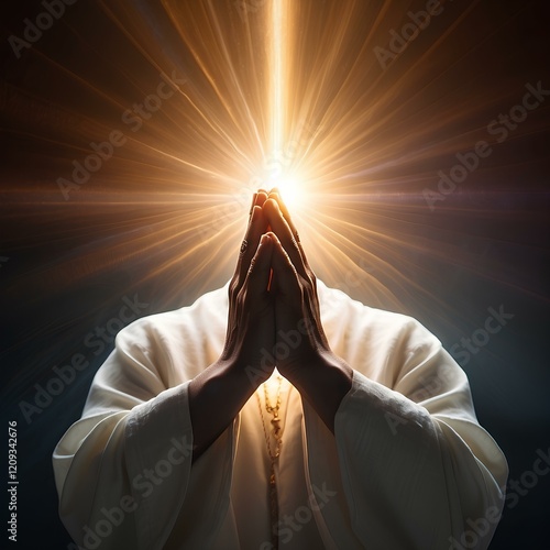 Wallpaper Mural Divine Hands in Prayer: Radiance and Sacred Power Torontodigital.ca