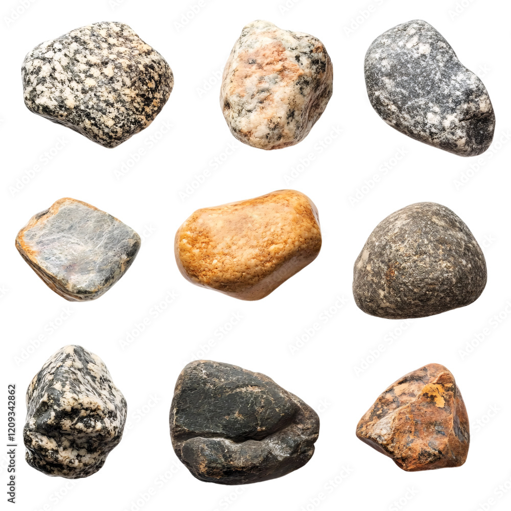 Set of stones isolated on transparent background Set of stones isolated on transparent background