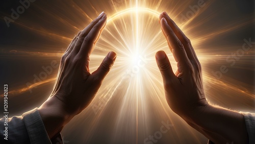 Wallpaper Mural Divine Hands in Prayer: Radiance and Sacred Power Torontodigital.ca