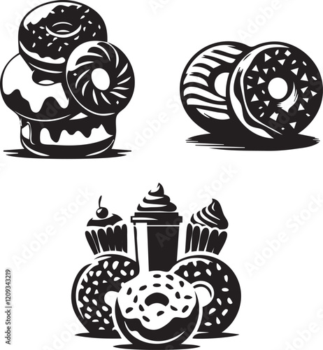 silhouette of clean donuts 