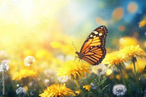 Monarch Butterfly on Yellow Flower,