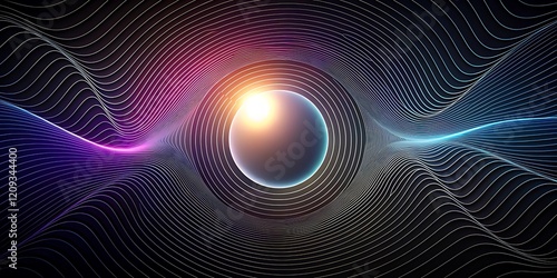 Black subtle gradient color and white outliner circle wave background