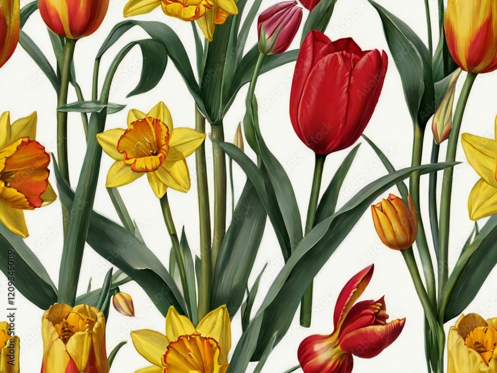 Obraz premium yellow and red tulips