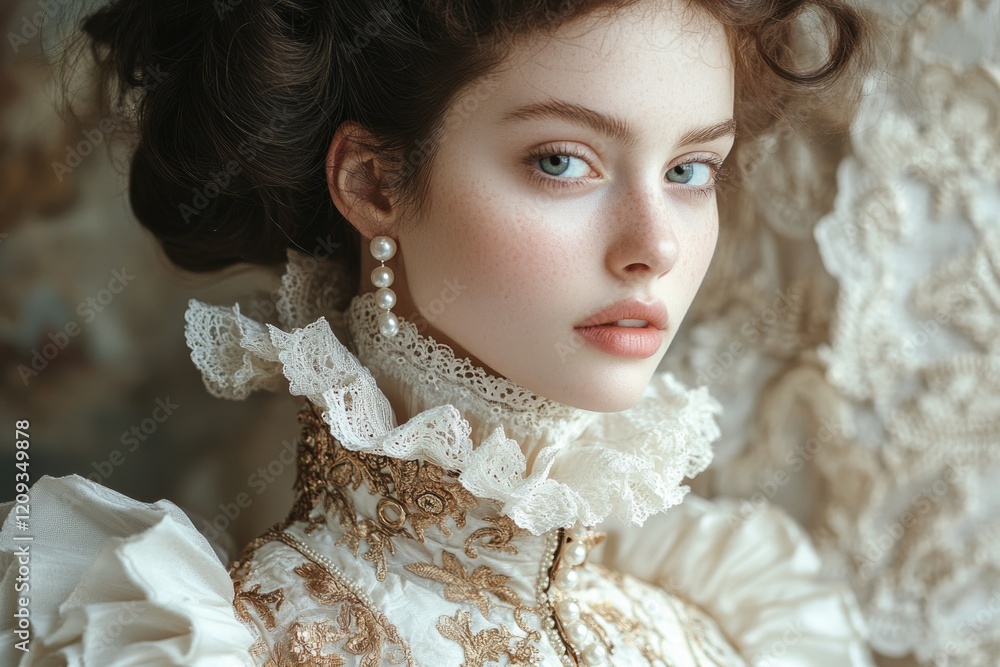 Elegant portrait showcasing intricate fashion details and refine Elegant portrait showcasing intricate fashion details and refine