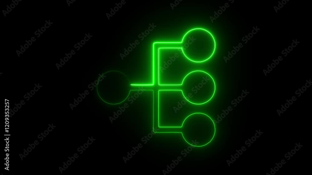Glowing Neon Diagram Icon, Data Representation and Analytical Chart Symbol, HD Motion Graphic Animation on Black Background