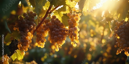 Fresh grapes on vine