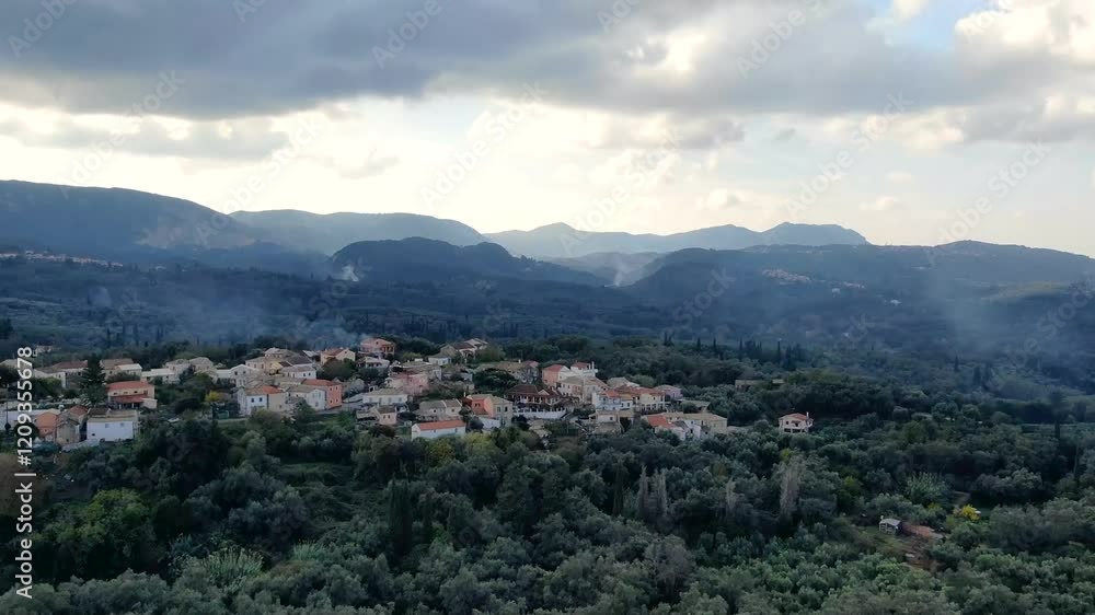 drone view of village in north corfu,Greece, Europe drone view of village in north corfu,Greece, Europe