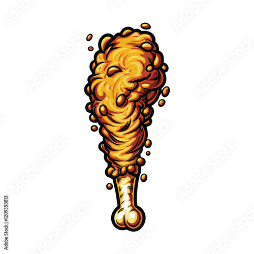Generate a 3D cartoon illustration of a drumstick with a fun, playful style.