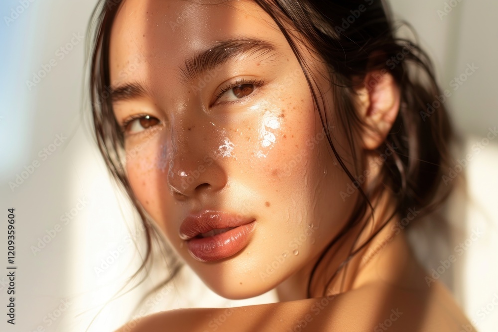 Naklejka premium Woman skin face sweating