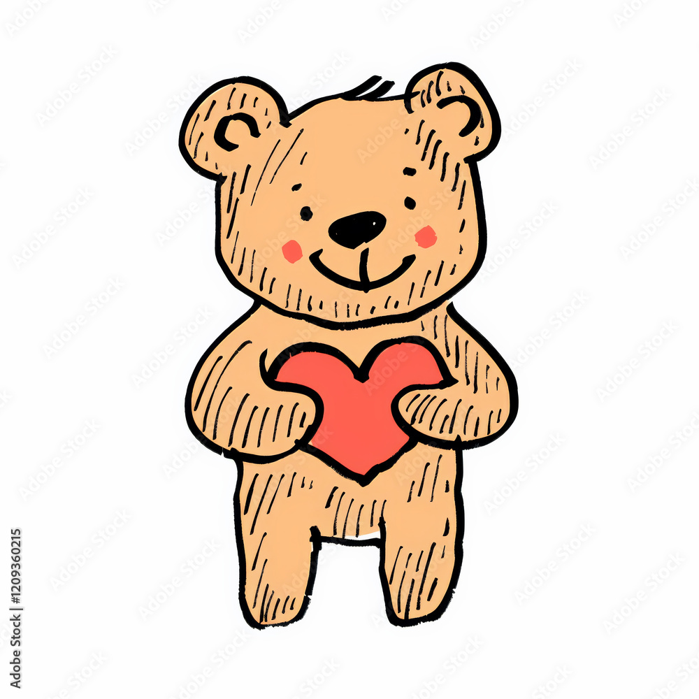 Cute teddy bear holding red heart, perfect for Valentine Day gifts Cute teddy bear holding red heart, perfect for Valentine Day gifts