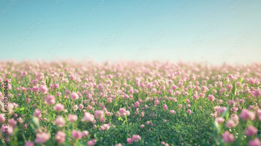 A vibrant field of blooming flowers under a bright blue sky, radiating tranquility. A vibrant field of blooming flowers under a bright blue sky, radiating tranquility.