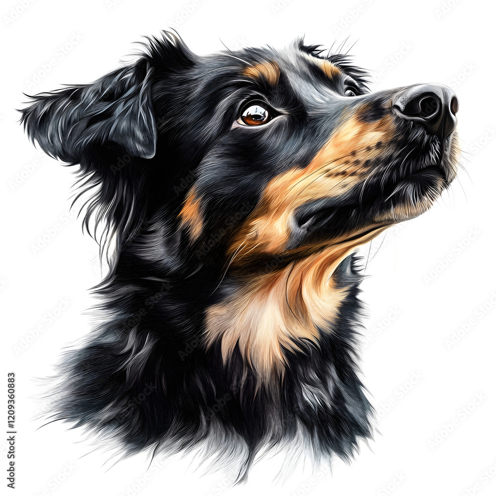 Closeup Portrait of a Friendly Black and Tan Dog with Attentive Expression Closeup Portrait of a Friendly Black and Tan Dog with Attentive Expression