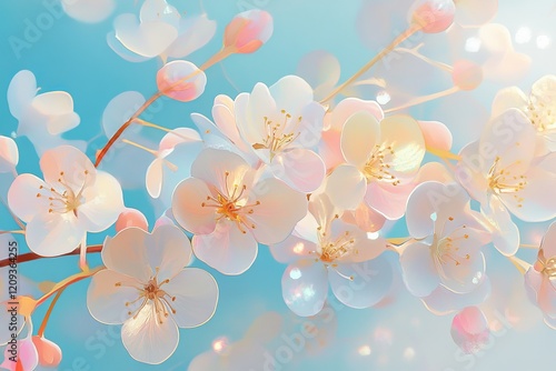 springtime, abstract cherry or apple blossoms, pastel color nature background, wallpaper