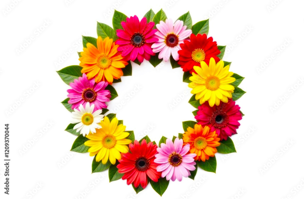 A vibrant wreath crafted from assorted flowers in various colors, perfect for decoration or special occasions A vibrant wreath crafted from assorted flowers in various colors, perfect for decoration or special occasions