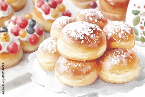 Wallpaper Mural Delicious Dessert Showcase Bakery Food Watercolor in Cozy Environment Close-Up View Sweet Treats Inspiration Torontodigital.ca