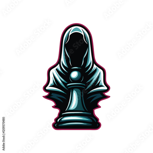 A hooded figure standing in a digital void, their form distorted by shimmering glitch effects, representing the anonymity and hidden aspects of the digital world.