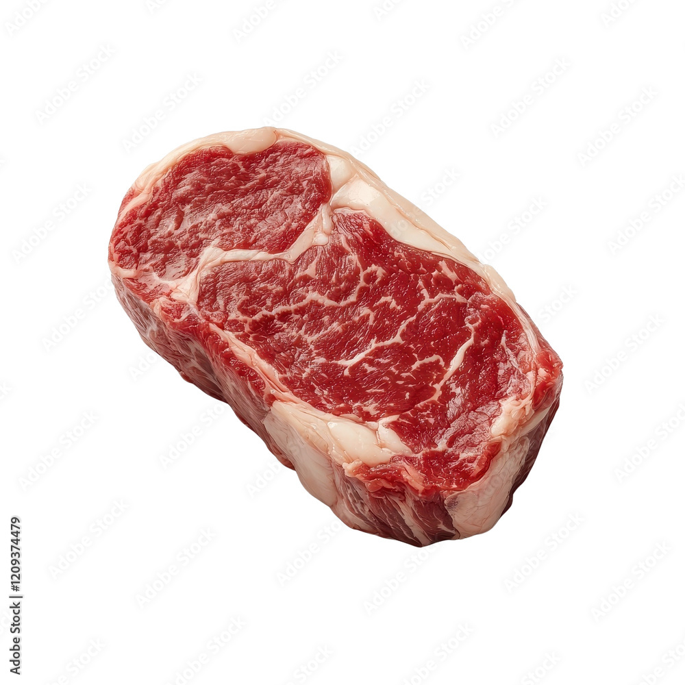 Obraz premium Wagyu steak isolated on a white background, showcasing its rich marbling and premium quality. cutout png