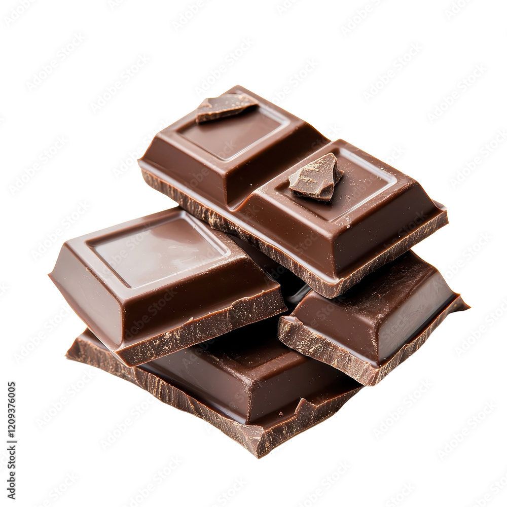 Chocolate isolated on a white background, showcasing its rich, glossy texture and tempting allure. cutout png Chocolate isolated on a white background, showcasing its rich, glossy texture and tempting allure. cutout png