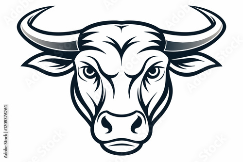 Bull line art logo illustration black and white
