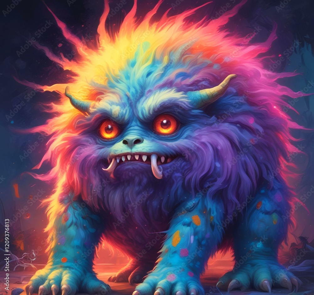 Illustration of fluffy and cute small monster. Illustration of fluffy and cute small monster.