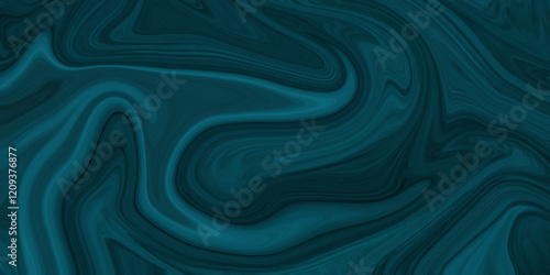 Abstract beautiful teal swirl liquid background. Abstract teal , black swirly wallpaper, wavy pattern texture, aquarelle colors mixing effect abstract backdrop. calm design Marble rock texture blue