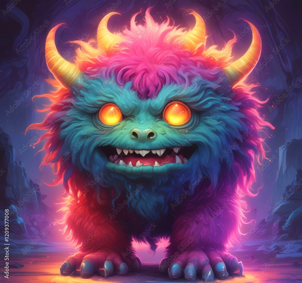 Illustration of fluffy and cute small monster. Illustration of fluffy and cute small monster.