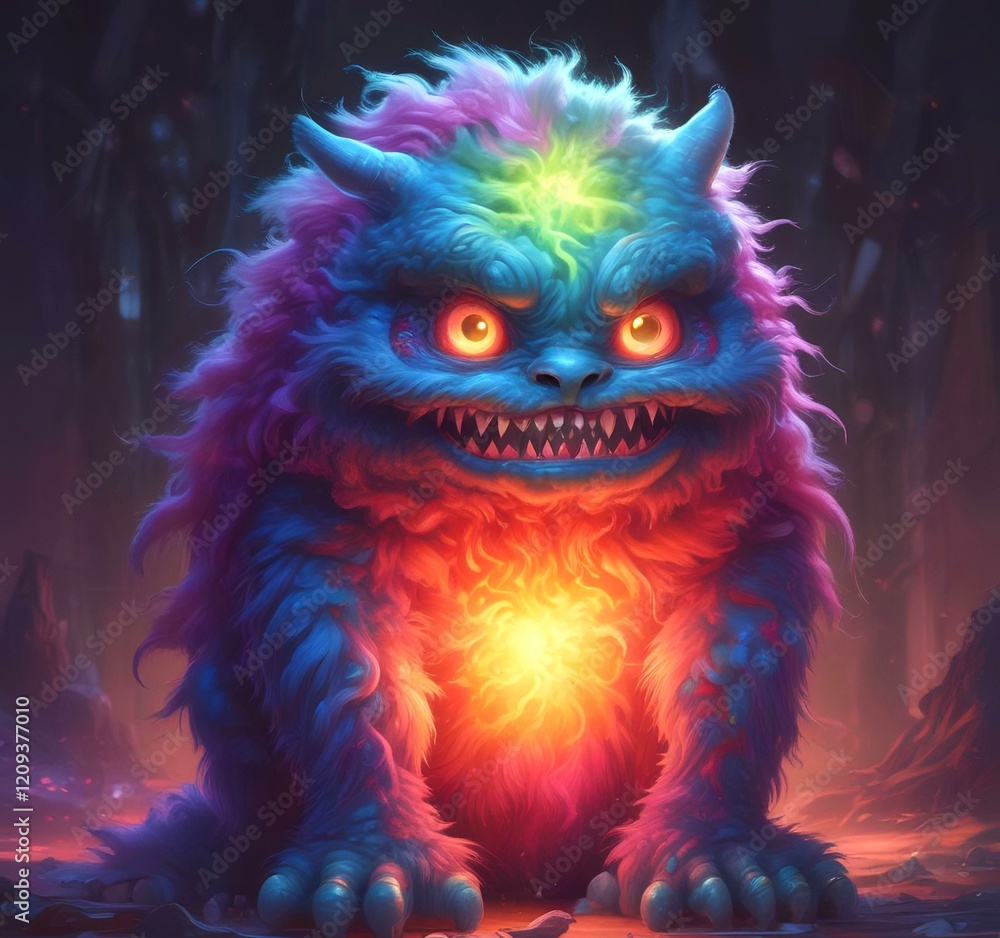 Illustration of fluffy and cute small monster. Illustration of fluffy and cute small monster.