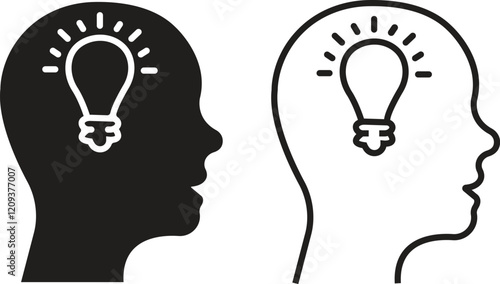 Set of mental state icons. Emotional support, Inspiration, Opportunity pictogram. Psychology therapy flat and outline signs. Intellectual Process symbols vectors isolated on transparent background.