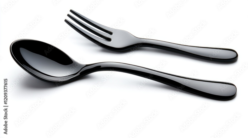 Black spoon and fork icon isolated on white background. Black spoon and fork icon isolated on white background.
