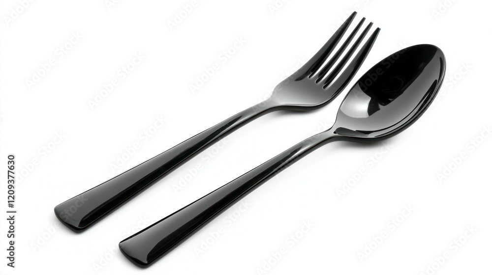 Black spoon and fork icon isolated on white background. Black spoon and fork icon isolated on white background.