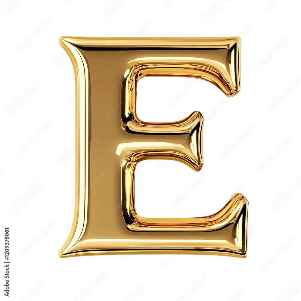 3d golden font letter E isolated on transparent background 3d golden font letter E isolated on transparent background
