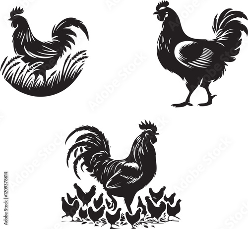 silhouette of clean hens