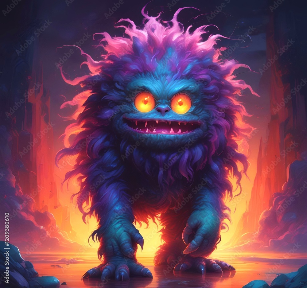 Illustration of fluffy and cute small monster. Illustration of fluffy and cute small monster.