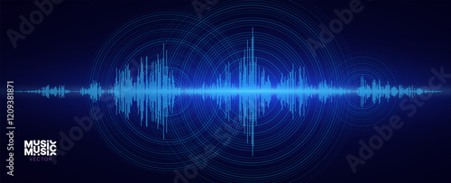 Music Sound Waveform. Digital Voice Assistant Soundwave. AI Assistant Voice Generation or Recognition Concept. Vector Illustration.