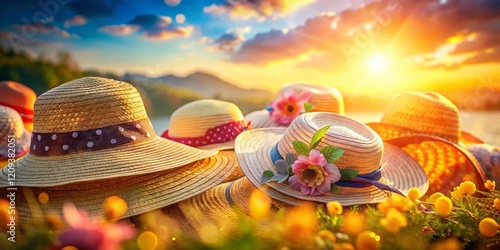 Double Exposure Sun Hats: Close-Up Summer Fashion Photography