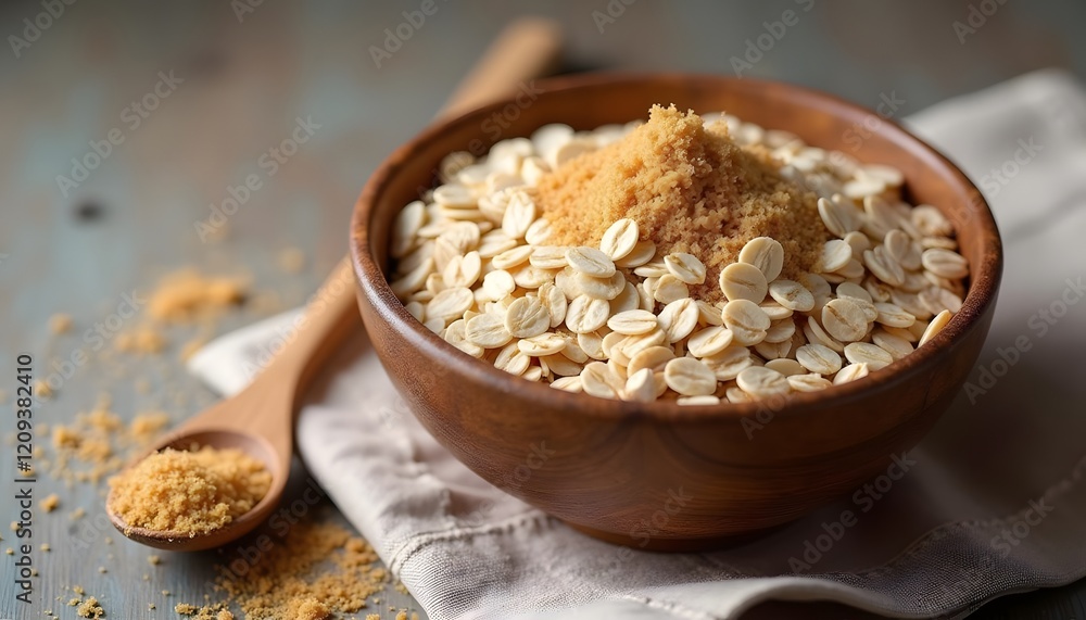 A rustic bowl filled with rolled oats, surrounded by fresh strawberries and bananas, creating a wholesome breakfast scene. A rustic bowl filled with rolled oats, surrounded by fresh strawberries and bananas, creating a wholesome breakfast scene.