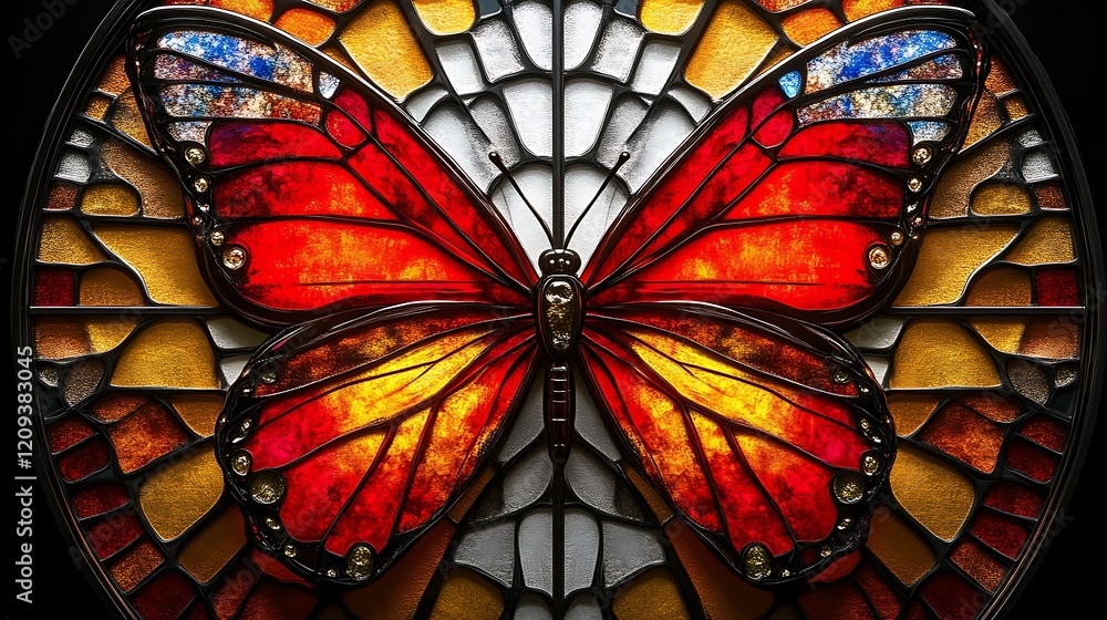Stained Glass Butterfly Art Depicts Vivid Colors And Intricate Detail Stained Glass Butterfly Art Depicts Vivid Colors And Intricate Detail