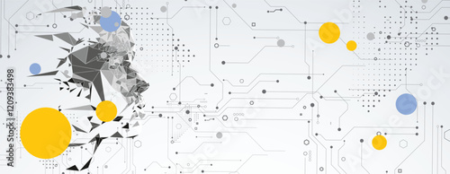 Human profile like an abstract artificial intelligence