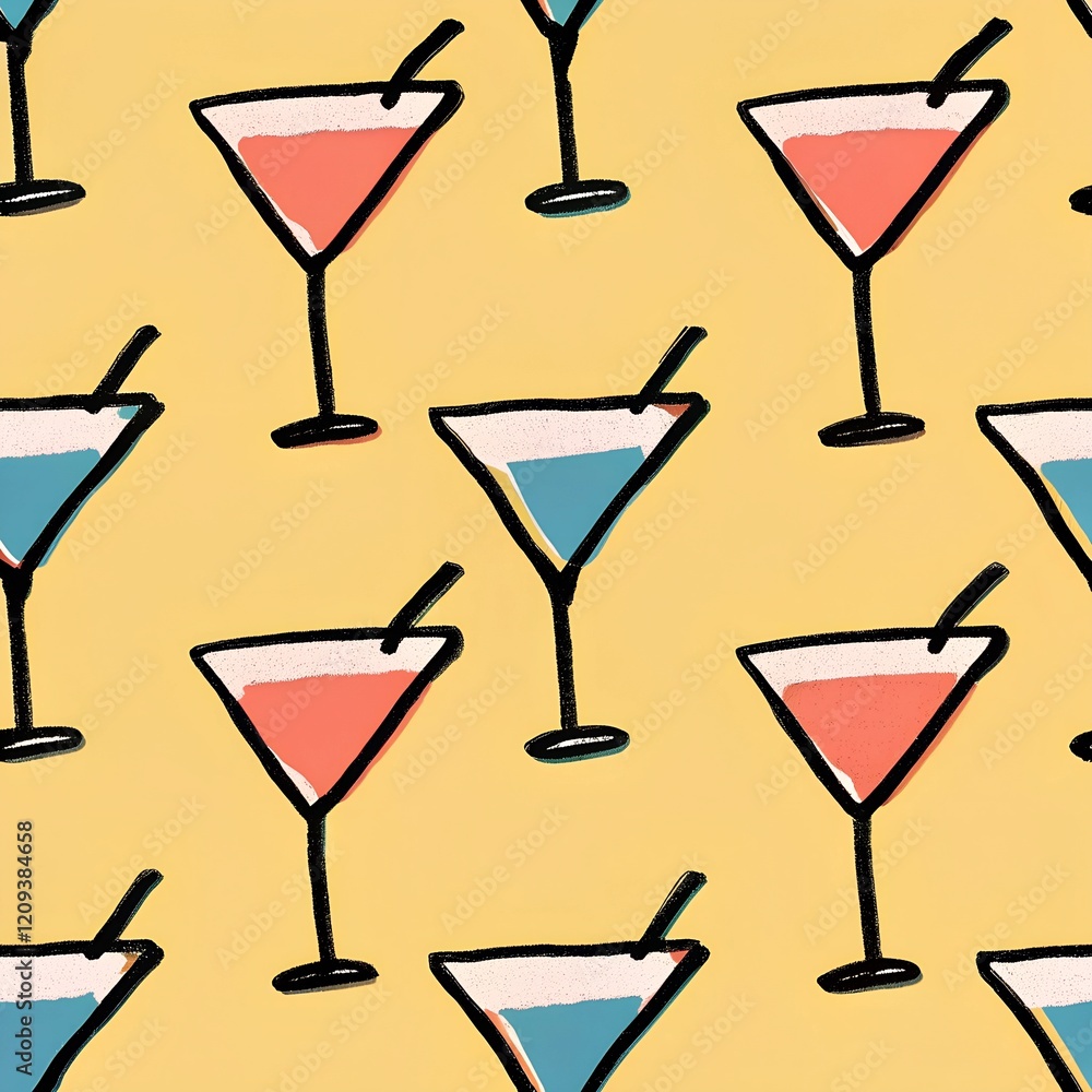 Seamless cocktail pattern - party vibe Seamless cocktail pattern - party vibe