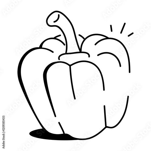 Organic bell pepper icon in doodle style 
