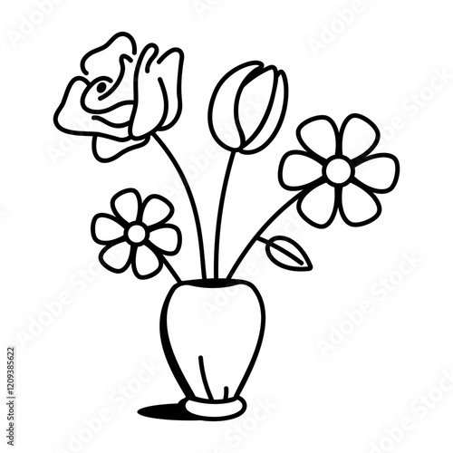 A sketchy icon of flower vase 

